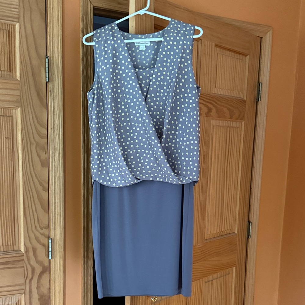 Coldwater Creek Polka Dot Dress - Gray and White